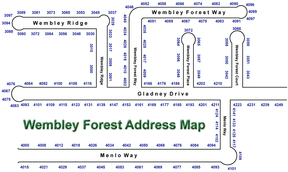 Wembley Forest Neighborhood (Address Map)